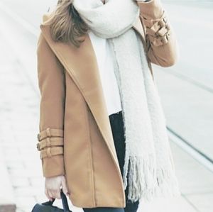 《Ontwelfth》Zip up Lined Dress Pea Coat Moto Style